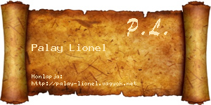 Palay Lionel névjegykártya